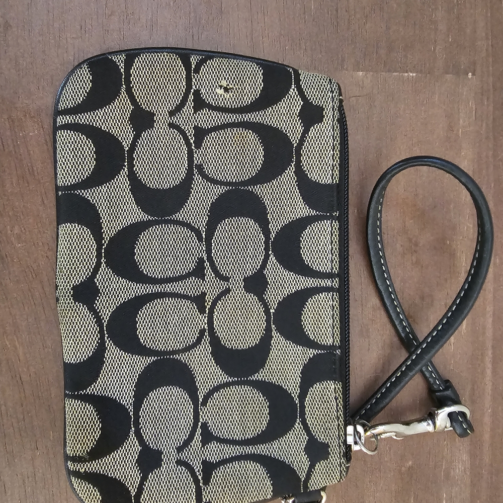 Coach Black and Tan Wristlet - Picture 2 of 5